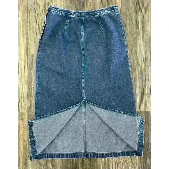 Jones New York Skirt Women’s Sz 10P Country Denim Jean Maxi Back Slit Vtg - Picture 3 of 13